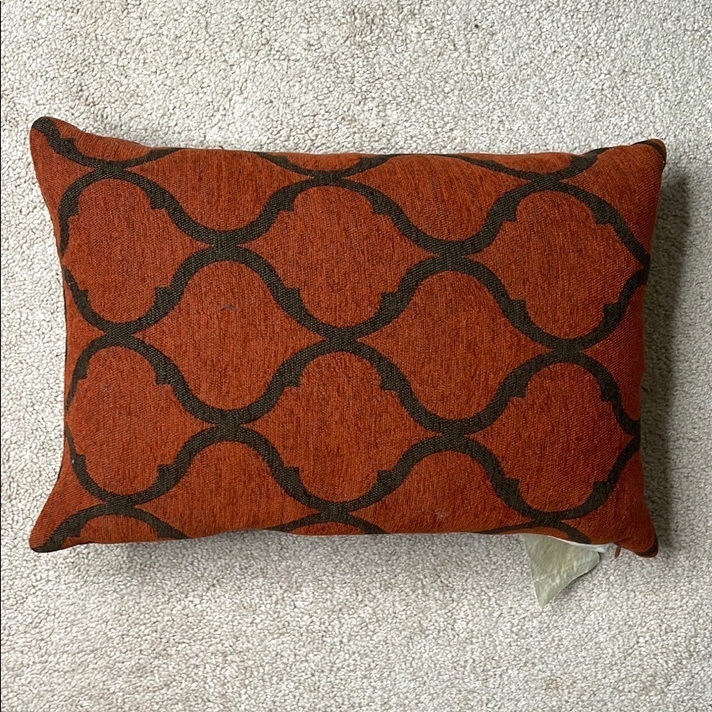 Bold Orange and Black Geometric Accent Pillow - Picture 2 of 4